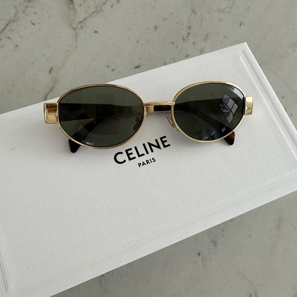Celine TRIOMPHE Gold and Black Sunglasses - Picture 1 of 8